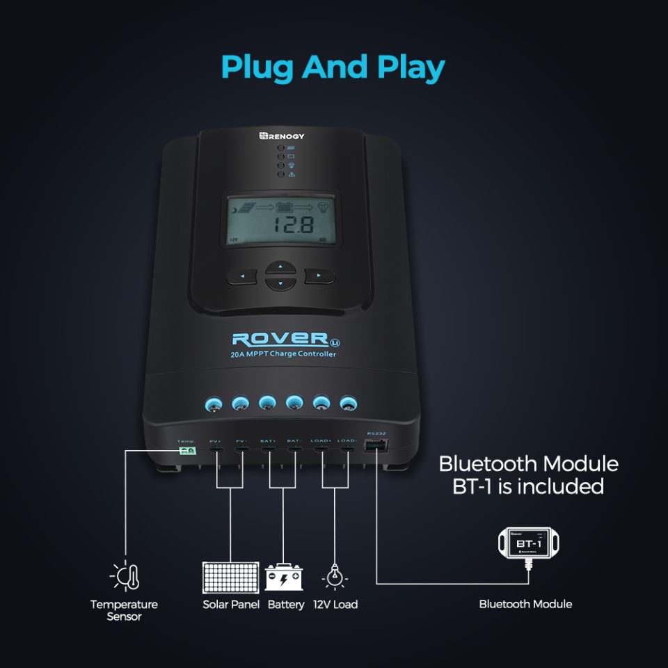 Renogy Rover Li 20 Amp MPPT Solar Charge Controller (With BT) - Image 5